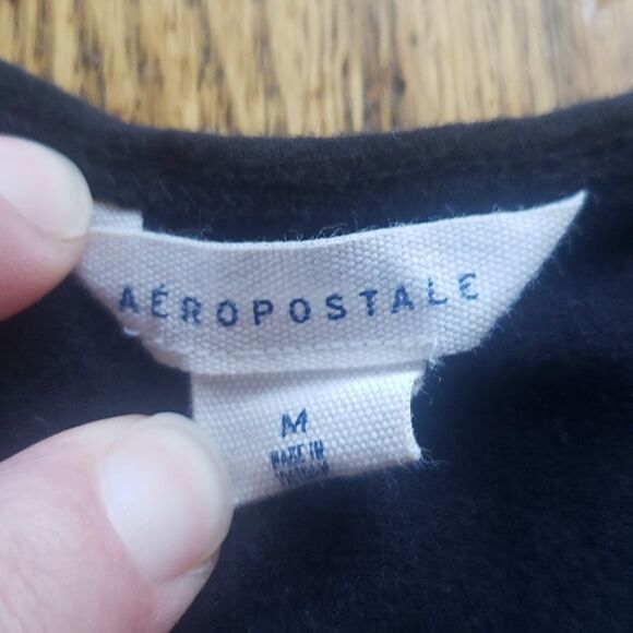 Aeropostale Junior Medium Black Lace-Up Tee Short Sleeve Shirt Dress Midi - Picture 4 of 5